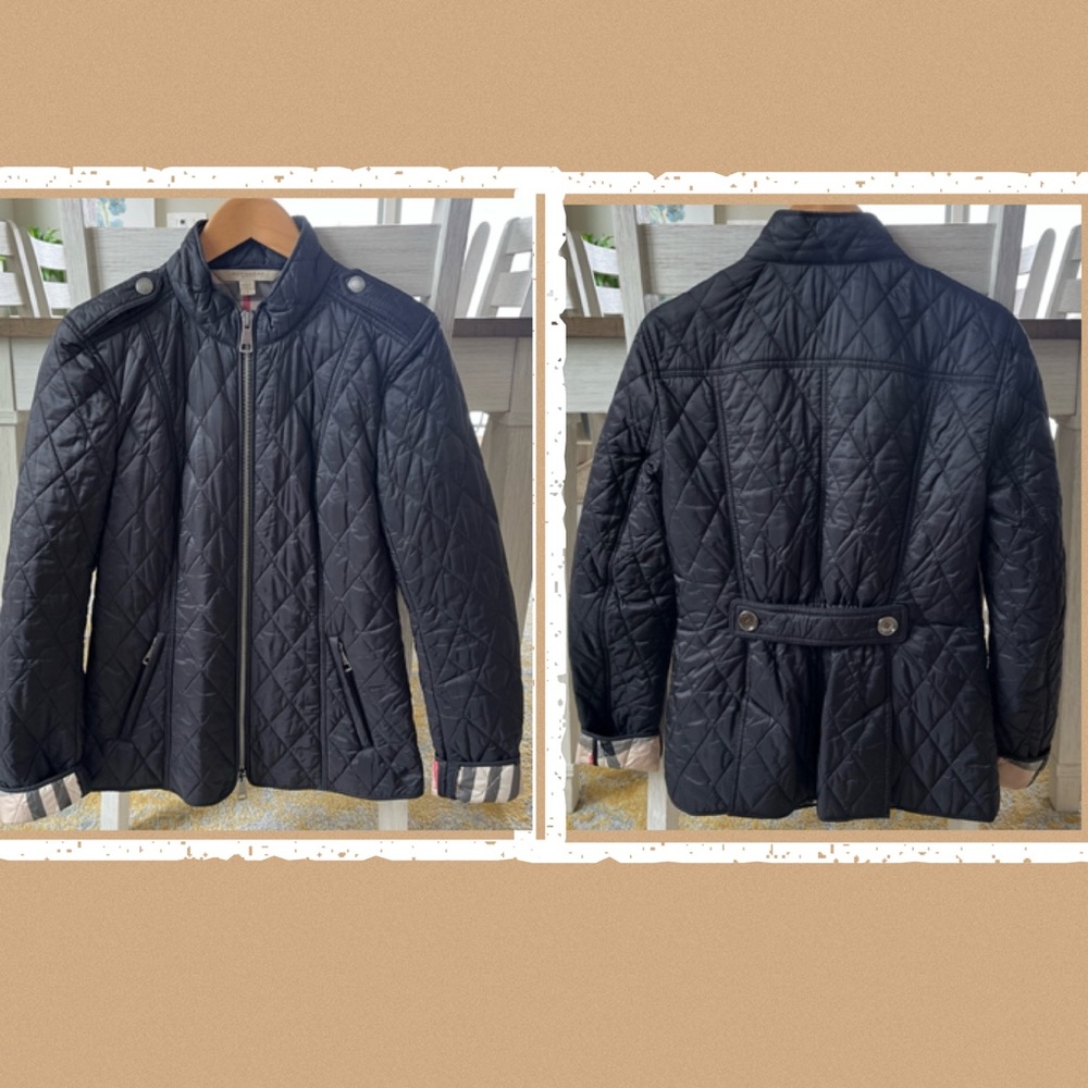 Burberry - Jacket / Puffer Coat - Black Quilted w/ Fitted Silhouette - Zip Front - Picture 16 of 16